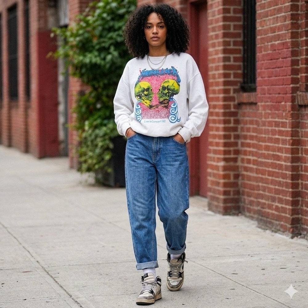 Metallica Sweatshirt OS Live in‎ Concert 92 Pushead Art Graphic Grunge Y2K